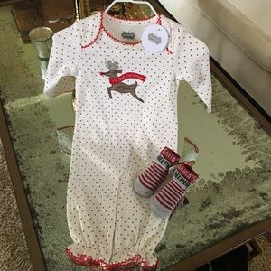 Mudpie Christmas Infant Sleeper & Booties